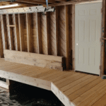 Wooden dock interior with ladder