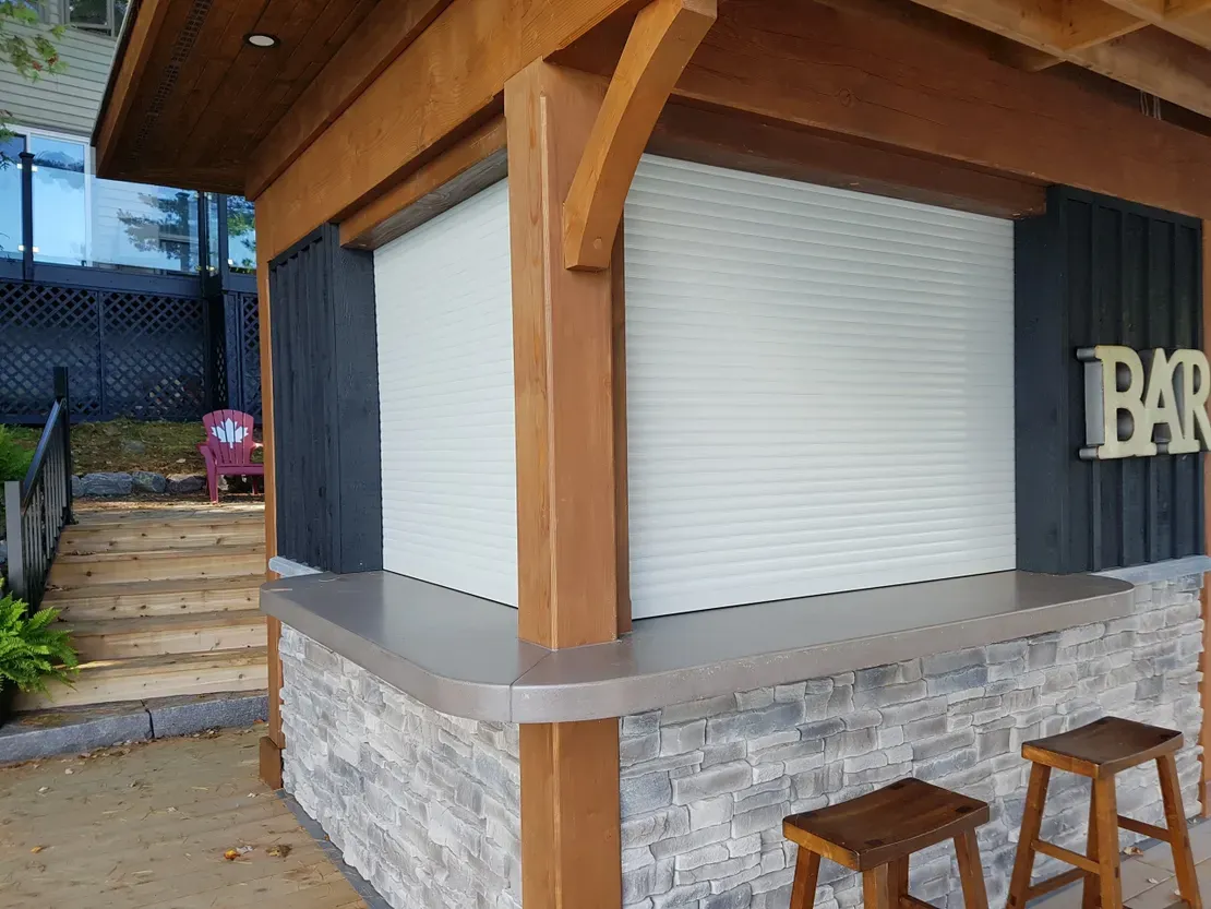 Rustic bar area with closed window